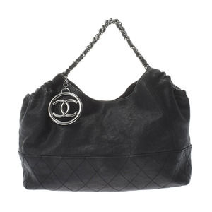 Chanel Cococabas Black Silver Hardware Leather Shoulder Bag